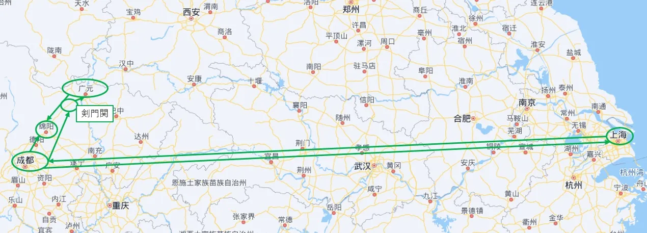 上海との位置関係はこんな感じ